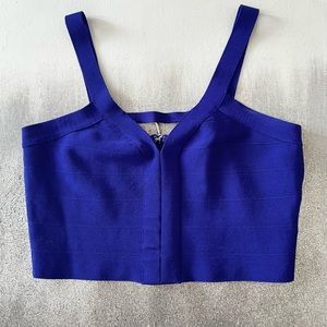 Guess Indigo Blue Sleeveless Cutout Crop Top
